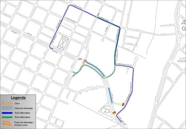 Cruzamento da rua Abílio Sampaio com a pista Centro/Bairro da avenida Pio XII é interditado
