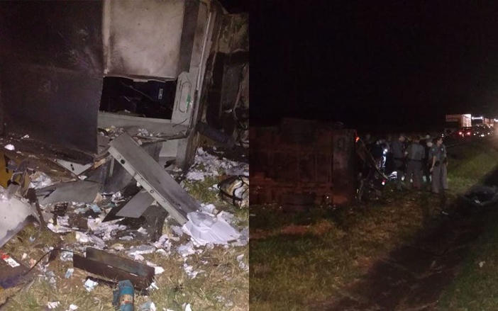 Carro-forte foi destruído após ser preso em armadilha na região de Ribeirão Preto