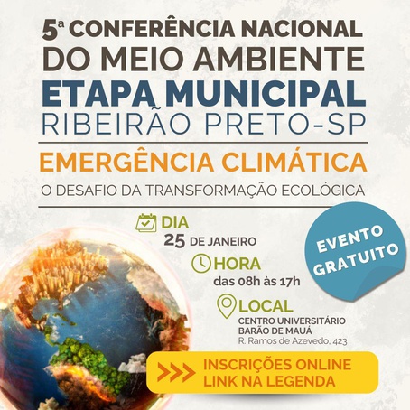 5ª Conferência Municipal do Meio Ambiente acontece no próximo sábado