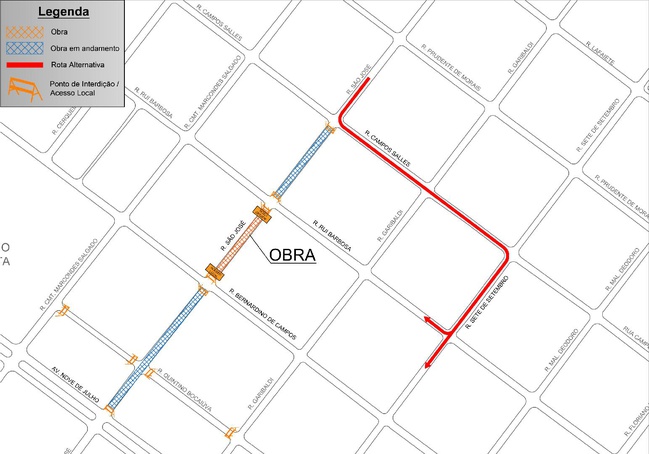 Rua São José terá mais um trecho interditado nesta quinta-feira, 19
