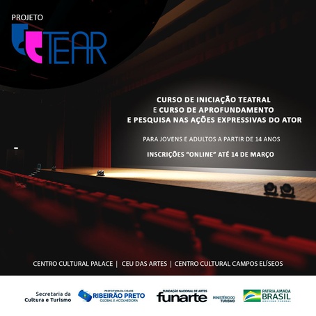 Projeto TEAR está com inscrições abertas para cursos gratuitos de teatro
