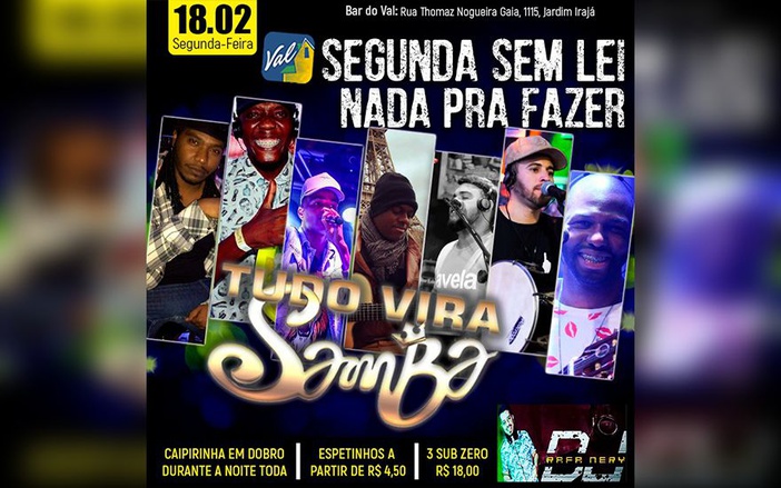 Grupo “Tudo Vira Samba” se apresenta no Bar do Val nesta segunda-feira, 18