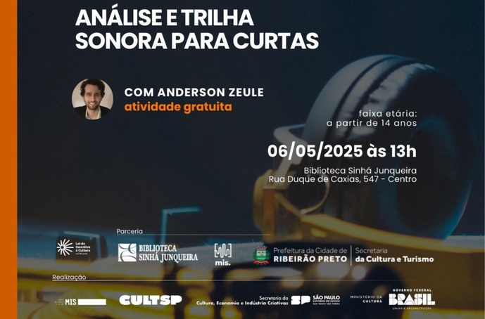 Oficina gratuita na Biblioteca Sinhá Junqueira explora o papel da trilha sonora no cinema