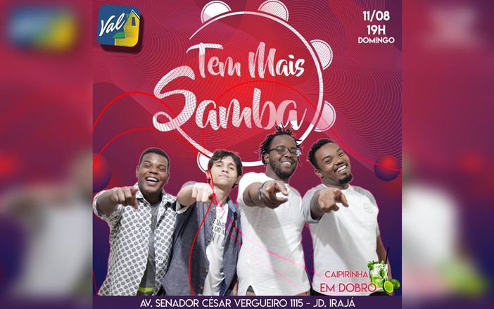 Grupo "Tem Mais Samba" se apresenta no Bar do Val neste domingo, 11