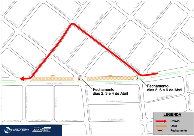Trechos da avenida do Café serão interditados a partir desta quinta-feira, 2