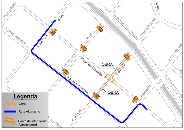 Mais um trecho da rua São José, em Ribeirão Preto, tem interdição total