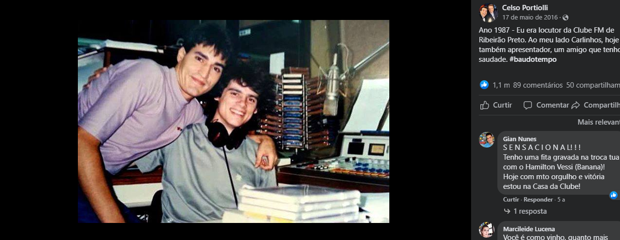 Em 1987, Celso Portiolli era locutor da rádio Clube FM, de Ribeirão Preto