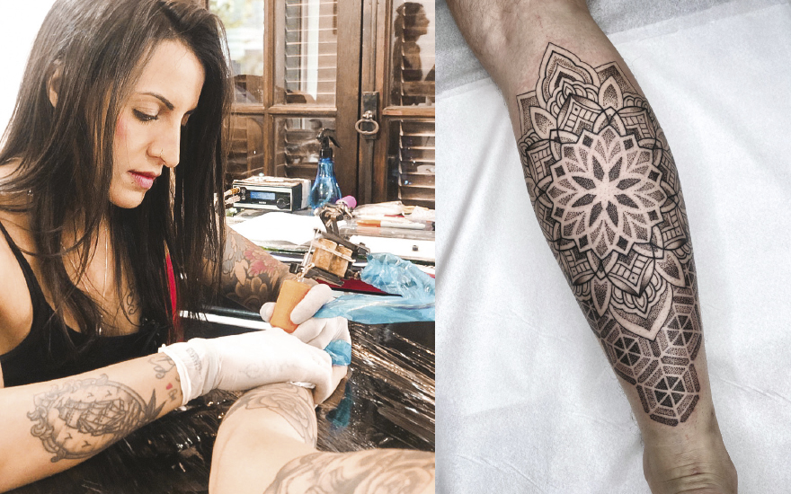 Priscilla tem como foco principal de seus trabalhos, tatuagens geométricos, pontilhismo, mandalas, escritas, ornamentais e blackwork