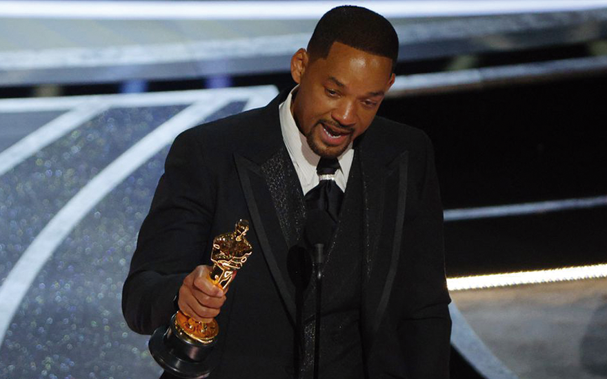 Will Smith emocionado no seu discurso após vencer o prêmio de Melhor Ator. Foto: Brian Snyder/Reuters